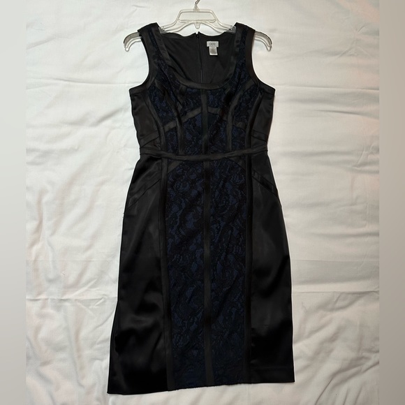 Cache satin & lace black / blue dress - Picture 1 of 3